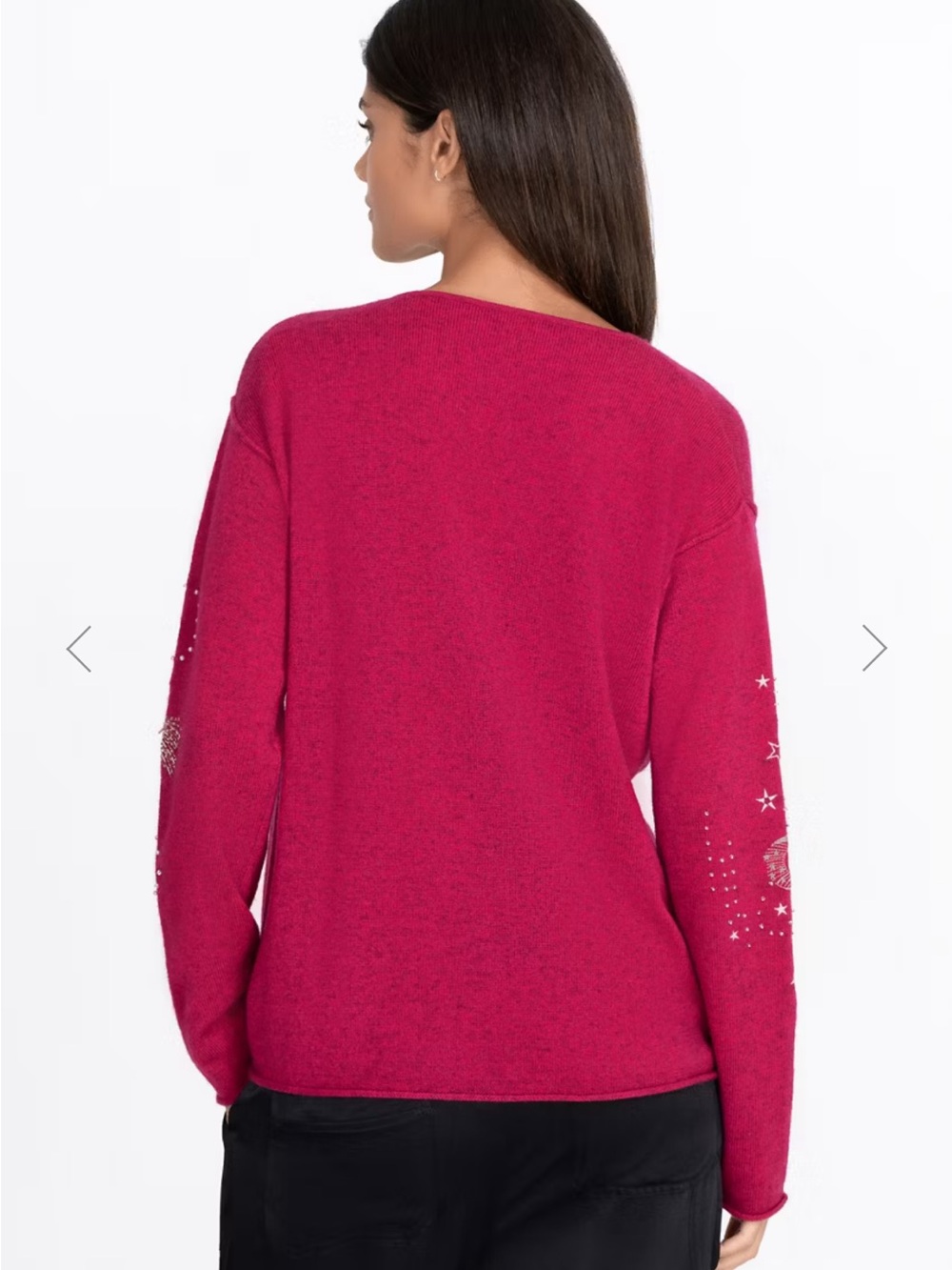 Johnny Was | Merino Wool Cashmere Xandra V Neck Sweater Stars Moon Size Large - Picture 2 of 2